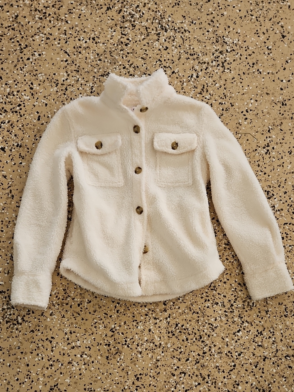 SO Cream Sherpa Button-Front Jacket for Kids